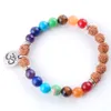 WOJIAER NATUURLIJKE GEM Stenen Ronde 8mm Kralen Palm Strands Armbanden 7 Chakra Healing Mala Meditatie Gebed Yoga Armband Sieraden BK336