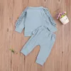 Lente Herfst Baby Meisje Outfits Effen Meisjes Ruche Tops Rok Broek 2 STUKS Sets Peuter Meisje Kleding Set Boutique babykleertjes M2914