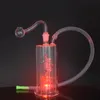 Quemador de aceite de vidrio reciclado Bong con luz LED Hookah Shihsa Pipas de agua Bongs Espiral Perc con tubos de quemador de aceite macho de 10 mm y puntas de silicona