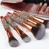 Brosses de maquillage 10pcs Handle de bois en bois Diamant incrusté de brosse cosmétique diamant enveloppe de cristal brosse Brosse de beauté 2314292