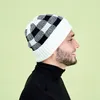 Erwachsene Beanie 8 Farben Winter Warme Mann Frau Gestrickte Kappen Outdoor Sport Plaid Wolle Hut Festliche Party Hüte CYZ2862