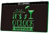 LD5493 It's 5 O'clock Somewhere Cocktails 3D Engraving LED Light Sign Wholesale Retail