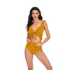 Zl0483 sexig uppsättning 2xl kvinnor solid färg flash cutout slips multicolor one-piece baddräkt dam bikini kvinnlig Biquini tjej sommar strand simning kostym trepunkts bodysuit