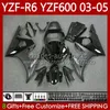OEM Fairings för Yamaha YZF-R6 YZF R 6 600 CC Svart Stock YZF600 YZFR6 03 04 05 Body 95No.1 YZF R6 600CC 2003 2004 2005 Cowling YZF-600 03-05 Motorcykel Bodywork Kit