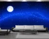 Papel tapiz de paisaje 3d Hermoso cielo estrellado Papel tapiz 3d Paisaje romántico Seda decorativa Papel tapiz 3d