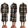 Vestes tricotées en laine pour femmes Cardigan à carreaux de mode avec poches longs vêtements d'extérieur Designer hiver décontracté col rabattu pardessus pour dames