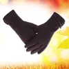 1 paire de gants de ski en plein air femme automne hiver solide doigt complet chaud femmes écran tactile gants mode élégant dames mitaines1