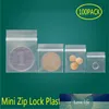 100шт Mini Zip замок сумка пластиковой Упаковка Малого Jewelry Zipper Pill сумка Clear Storage Утолщение Бесплатная доставка