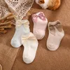 Çocuklar Kadife Yay Çorap İspanyol Yaz Ultra-ince ve Nefes Katı Renk Örme Bebek Kız Erkek Çocuk Çorap M3997