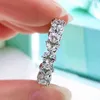 Oevas 100% 925 sterling zilveren mousserende volle hoge koolstof dimond zirkoon bloem ringen voor vrouwen engagement bruiloft fijne sieraden 211217