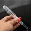 high quality Mini dab Straw oil burner bong with quartz Nail 14mm 18mm joint Glass Bubbler water bong with Keck Clip for smoking dhl free
