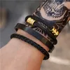 3st/Set Roman Siffer Mens Armband Rostfritt stål Hemp Rope Buckle Open Bangles Gold Pulseira Bileklik Armbandsmycken