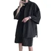 2020 Gömlek + Şort Yaz erkek Moda Şerit Baskı Setleri Gevşek Eşofman Kısa Kollu Takım Elbise Pamuk Giysileri Büyük Boy M- LJ201126