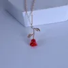 Romantica collana con ciondolo rosa rossa Regalo di San Valentino Collane di moda per fidanzate Accessori per gioielli da donna firmati