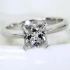 Принцесса огранки 1 карат Лабораторное кольцо с бриллиантом, оригинальное серебро 925 пробы, обручальное обручальное кольцо, кольца для женщин, свадебные изящные ювелирные изделия, подарок
