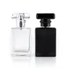 Portable verre carré de 30ML Parfum Bouteille vide Rechargeables Atomiseur avec un aérosol applicateur, assorti transparent et noir pour Voyage LX3