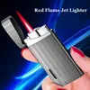 New Red Flame Jet Torch Cigarette Lighter Inflated Windproof Metal Gas Butane Cigar Lighters Smoking Accessories Gadgets