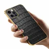 Étui en cuir motif Crocodile de luxe pour iphone 15 15Pro 15ProMax 14 14Pro 14Plus 14ProMax 13 13Pro 13ProMax 12 11 Pro XR, coque arrière pour téléphone