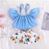 Two Pieces Suit Baby Clothing Camisole Jacket Lemon Kids Printing Short Skirt Woman Clothes Sets Summer 24ty K2