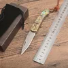 Offre spéciale 6.7 "couteau pliant de poche Damas lame en acier damas coquille d'ormeau poignée EDC couteaux de poche avec sac en nylon