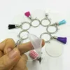 7 Colors 4cm Blank Disc with 3cm Suede Tassel Vinyl Keyring Multi Color Available Clear Acrylic Disc Tassel Keychain