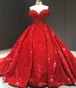 Princess Sequin Ball Gown Wedding Dresses Off Shoulder Court Train Lace Sequined Short Sleeve Formell Shine Bridal Dress New Robe de Marie Vestidos