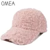 Omea lamm ull baseball hatt kvinnor lockigt nallt hår snapback mössa rosa hattar justerbar visir hatt vinter mocka mössa elegant mode l3724990