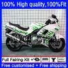 Injektion för Kawasaki ZZR400 2001 2002 2003 2004 2005 2006 2007 54HM.174 ZZR-400 ZZR600 Grön Vit ZZR 400 93 95 96 97 98 99 00 Fairings