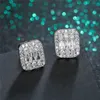 Gold Silver Colors Iced out CZ Premium Diamond Cluster Zirconia Cubic Stud Earrings for Men Women Hip Hop Jewelry298p
