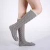 das mulheres joelho alta rendas Polainas meias Knit trança inverno quente meias soltas de inicialização Meias para mulheres moda vai e areia nova