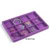 Bandeja de embalagens de jóias Upscale Purple Velvet Jewelry Box Rings Breathring Bracelets Organizer 0fur9