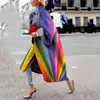 Kadın Trençkot Uzun Sonbahar kadın Rüzgarlık Rahat Flare Kol Baskı Artı Boyutu Gevşek Dış Giyim Sobretudo Feminino Giysileri 201015