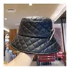 Autumn Winter Women Diamond Pin Bucket Hat Bob Pu Leather Punk Lady Girls Fashion Fisherman Hat Korean Basin Panama19373716