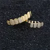 18 Karat Gelbgold Punk Hiphop Zirkon Vampir Zähne Fang Grillz Dental Mund Grill Kassen Zahnkappe Rapper Schmuck für Cosplay Party