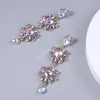 Boucles d'oreilles longues en cristal strass de luxe pour femmes, bijoux brillants, vente en gros