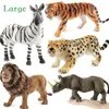 Zoo Big Size Wild Animals Zebra Rhinos Action Figures Set Children Wildlife Toys Simulation Animal Model Kids Toys