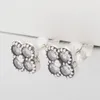 Authentic 925 Sterling Silver Stud Earring Pretty Blossom med kristallörhängen för kvinnor Bröllopspresent Fit Delicate Charm Jewelry7830033