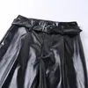 Yüksek Bel Kemeri Kanatlar PU Deri İnce Pantolon siyah seksi moda yaz kalemi gotik vintage pantolon bayanlar 2020 harajuku t200422