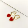 Hoop & Huggie Peri'sBox 3 Designs Red Love Heart Enameled Earrings Small Dainty Acrylic Drops Gold Circle Minimalist1