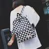 Trend Backpack Fashion Women Canvas Checkerboard Wear Daypack Laptop Bag Large Capacity Outdoor Travel Student Book Schoolbag 202211