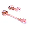 Dangle Lustre Mode Femme Cristal Asymétrique Boucles D'oreilles Rose Or Rose Pierre Boho Bijoux De Mariage Long Dangle1