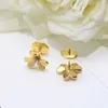 European Luxury Fashion Lucky Grass Gold Earrings for Women Platinum S925 Sterling Silver Sweet and Delicate UFO Earplugs Brand8443312