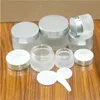 10st 5ml 10ml 20ml Glass Cream Jars Silver Läckage Proof Cap Hudvård Ögon ansikte Kosmetiska behållare Flaskor