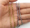 3mm Twisted Rope Chain Hip Hop 18K guldpläterad rostfritt stålkedja Kvinnors Choker Halsband för män Hiphop Smycken Gåva i bulk GD924