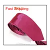 Шея галстуки 35 цветов Студенты Мода Мужские скинни 5 см с твердым цветом простые атласные галстуки