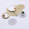 European Round Placemat med guld Silver Sequin Cup Coaster Isolering Pad Table Dekorativa Tillbehör T200703