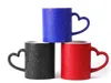 Love Heart Handle Tumblers Cup Lidless Sublimation Blank Black Red Blue Star Mug DIY Color Changing Ceramic Fashion