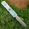 High Quality Damascus Auto Tactical Knife VG10 Damascus Steel Single Edge Tanto Point Blade 6061-T6 with Abalone shell Handle With Nylon Sheath