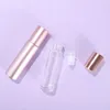 Groothandel dikke 5 ml 10 ml Rose Gold Lege Roll op glazen flessen voor etherische oliën Parfum met metalen rolbal DHL Gratis verzending