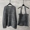 Oversize cinza mens suéter saco kit minimalismo estilo unisex pulôver moda rua kintted blecha 15560